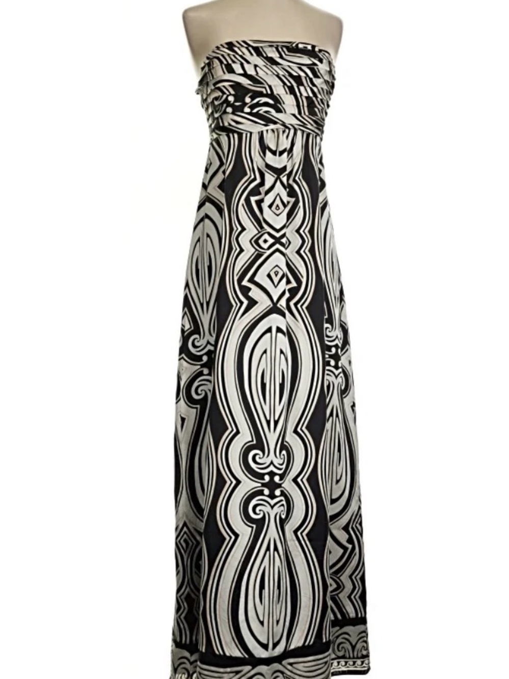 White House Black Market Strapless Silk Patterned Maxi Dress - Picture 1 of 8